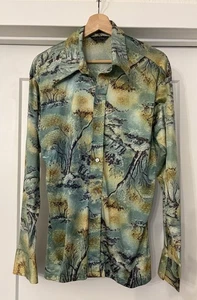 Men’s Vtg Enrico Felini Italian Styled 70’s L/S Button Down Disco Shirt Size L - Bild 1 von 5