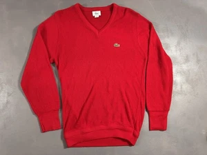 Vintage IZOD Lacoste Alligator Logo Pullover Red V-Neck Men’s Small Golf Sweater - Picture 1 of 7