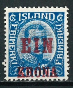 ISLAND INSEL 1926 Aufdruck "EIN KRÓNA" - postfrisch aufklappbar - Bild 1 von 2