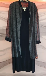 Dana Kay Plus 22W 2-teiliges festliches langes samtiges schwarzes Kleid & transparentes Glitzer-Top - Bild 1 von 11