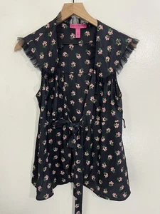 Y2K 90s Cottage Romantic Gothic Whimsigoth Fairy Grunge Tie Front Top M Coquette - Bild 1 von 15