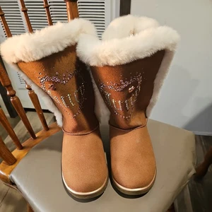Botas de piel de invierno Juicy Couture para niñas botines de moda aislados cálidos. Talla 5M - Imagen 1 de 5