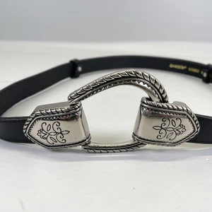 Cinturón Chico's para mujer talla SM cuero negro hebilla plateada occidental 1131052 - Imagen 1 de 6