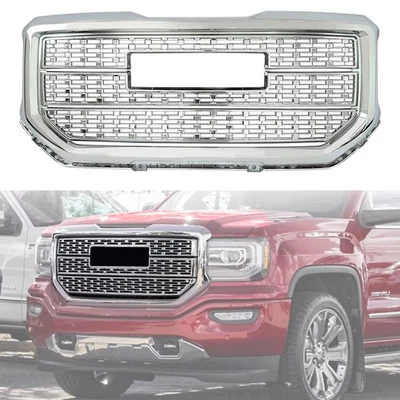 For 16-18 GMC Sierra 1500 Base SLE Chrome Grill Front Upper Grille 2019 Limited - Imagem 1 de 4