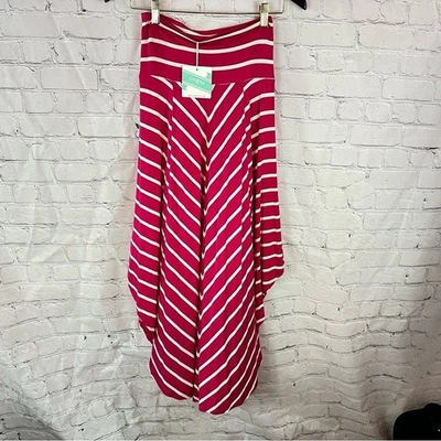 NUEVO CON ETIQUETAS Umgee Boutique Tejido Alto Bajo Rayas Falda Rosa Oscuro Barbiecore Playa S Foto 1 de 4