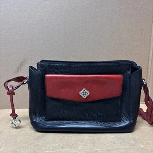 Brighton Handtasche schwarz Leder, gewebter Griff, Herzanhänger - Bild 1 von 9