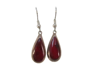Sterling Silber roter Jaspis baumelnde Träne Ohrringe - Bild 1 von 9