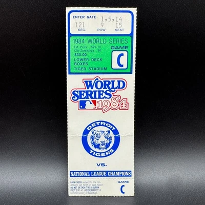 1984 WORLD SERIES GAME 5 TICKET STUB - DETROIT TIGERS CLINCH TITLE - SD PADRES - Image 1 of 2