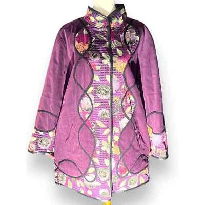 Koos of Course Reversible Jacket Asian Inspired Purple Floral Size Large - Image 1 of 4