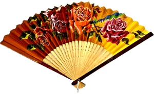 Ventilador de mano de papel vintage, 17,5" de ancho, recuerdo Monterey CA, costilla rota, usado (MM) - Imagen 1 de 8