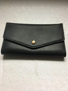 A New Day schwarze Leder-Geldbörse mit Dreifachfaltung und Ausweis Lippenstift kompakter Halter 7,5" L x 4" B - Bild 1 von 4