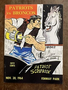 1964 Patriots vs Broncos football program/Famous”BISSELL”scrapbook cover-in MINT - Picture 1 of 16