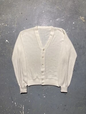 Vintage 70s Ivory Cream Colored Cardigan Knit Sweater Size L/XL - Image 1 of 4