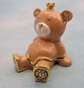 Scatola portabrezza mini orso cerniera metallo smaltato strass impreziosita 2" nuova - Foto 1 di 6