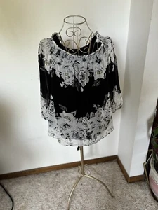 Blusa Floral Casa Blanca Mercado Negro Talla Pequeña Fuera del Hombro Nueva con Etiquetas - Imagen 1 de 10