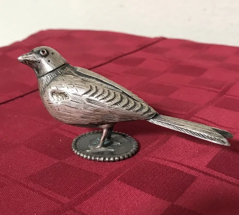 Antique 925 Sterling Silver Bird Sparrow Figurine Signed Chester England c1727 Cover