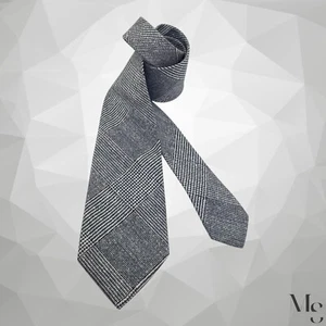 BOGGI MILANO Gray Glen Chek Cotton Blend Tie Made In Italy W: 3.5" NWOT - Picture 1 of 6