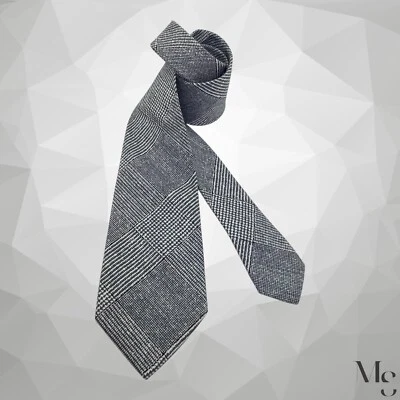 Corbata BOGGI MILANO Gris Glen Chek Mezcla Algodón Hecha en Italia W: 3.5" Nueva sin Etiquetas Foto 1 de 4