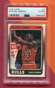 MICHAEL JORDAN CHICAGO BULLS 1988 FLEER NBA BASKETBALL #17 PSA 6 EX-MINT - Picture 1 of 2
