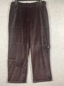 J. Jill Wide Leg Velour Cargo Pants Petite M Soft Relaxed Utility Athleisure EUC - Picture 1 of 16