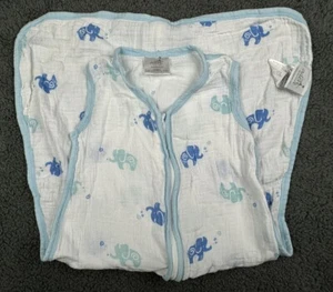 Aden Anais Sleep Sack Muslin Wearable Blanket Medium 6-12 6 12 Elephant Blue - Picture 1 of 8