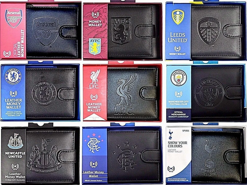 FOOTBALL WALLET RFID ANTI-FRAUD LEATHER BOXED PURSE NEW OFFICIAL LICENSED - Image 1 of 1
