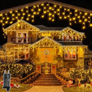 Eisregen Lichterkette Außen Warmweiß 7.3M LED Eisregen Lichterkette Weihnachten - Bild 1 von 8
