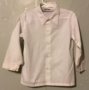 Boys Size 4 Dress Shirt Solid White Long Sleeve Happy Fella - Picture 1 of 4