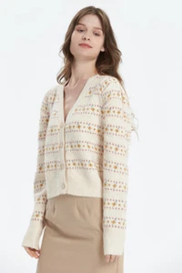 OJAY Cute Pattern Knitted Crop Knit Cardigan - Picture 1 of 6