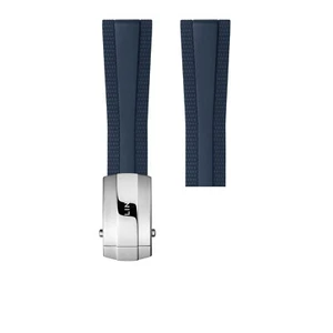 Cinturino orologio subacqueo blu nuovo 24 mm autentico BREITLING cinturino gomma fibbia argento - Foto 1 di 2