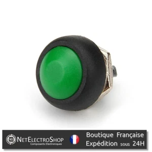Bouton Poussoir Momentané - Etanche - 12mm - Vert - Zdjęcie 1 z 1