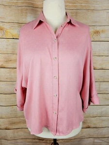 Andree By Unit NWT Pink Oversized Relaxed Fit Button Down Shirt Size Medium - Picture 1 of 6