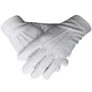 Masonic Regalia 100% Cotton White Mason Gloves Plain - Picture 1 of 3