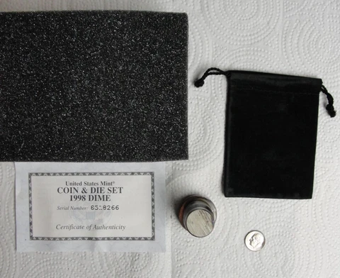 1998 U.S Mint Dime Coin & Die Set DENVER Mint w/COA #2 Cover