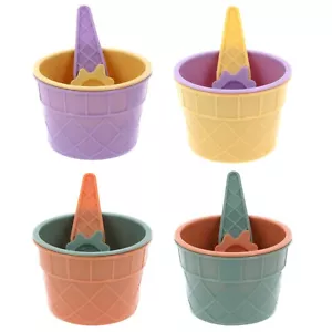 Kunststoff Eisschalen & Löffel Set Dessert Eisbecher Kegel Löffel farbig Kinder 8 STCK. - Bild 1 von 10