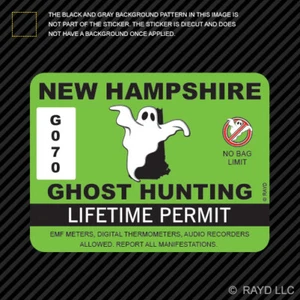 New Hampshire Ghost Hunting Permit Sticker Self Adhesive Decal Paranormal NH - Foto 1 di 1