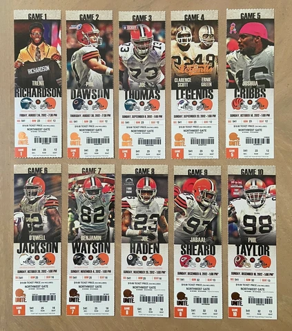 2012 NFL CLEVELAND BROWNS FULL FOOTBALL TICKETS - STEELERS EAGLES RAVENS BEARS Cover