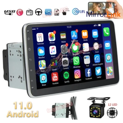 Double 2DIN Rotatable 10.1'' Android 11 4-Core Car Stereo Radio GPS 2+3GB Stereo - Image 1 of 4