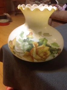 VTG Gone with the Wind Lamp GWTW Hand Painted Flowers Milk Glass Hand Signed - Picture 1 of 9