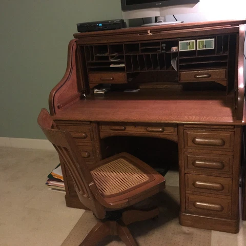 Antique "S" Oak Roll Top Desk Cover