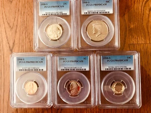 1998S PCGS PR69DC 5 COIN SET " GREAT GIFT FOR BIRTH YEAR,ANNV." - Picture 1 of 2
