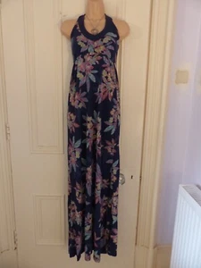 Fat Face size 10 navy halterneck viscose jersey maxidress with floral pattern - Picture 1 of 21