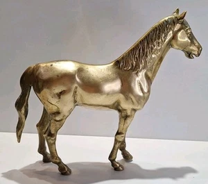MCM Massive Messing Pferd Figur Statue Reiter Art Deco SCHWER 13”x12”x2" Vintage - Bild 1 von 12