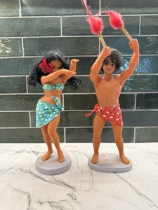 Vintage Hawaiian Hula Boy Flame Dancer And Girl Luau Polynesian Figurine Dolls - Picture 1 of 13