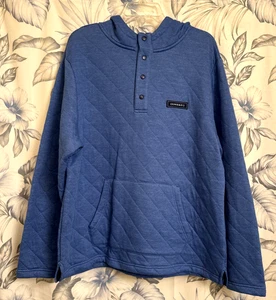 Crown & Ivy Men's Blue Snap Button Quilted LS Pullover Hooded Shirt Size Medium - Picture 1 of 6
