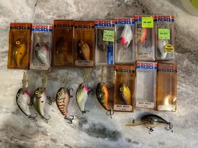 vintage rebel fishing lures lot of 15 deep wee r crankbaits - Image 1 of 4