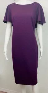 Calvin Klein Women's Ruffled Capelet Dress Size 12 Aubergine/ Plum Color - Picture 1 of 7