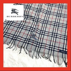 Large Burberry Scarf Lap Blanket Check Grey Red Women Scarf Original Collection - Picture 1 of 7