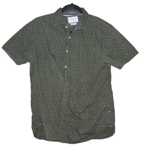 Denim & Flower Men's Size Medium M Slim Fit Button Up Short Sleeve Green - Picture 1 of 3
