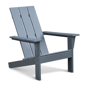 Sedia Adirondack in resina HDPE per tutte le stagioni da patio, grigio scuro - Foto 1 di 8